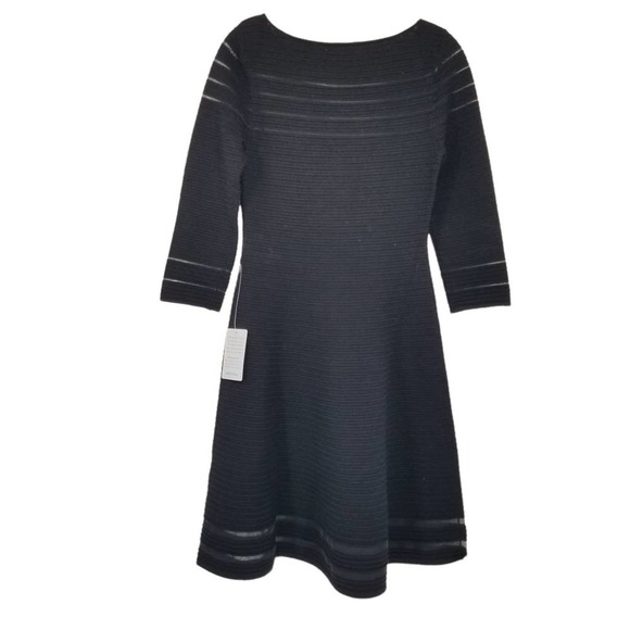 Eliza J Crew Neck Textured Fit & Flare Dress in Black Size Small NEW WITH TAGS - Picture 2 of 5